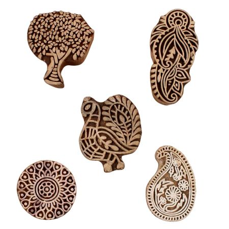 Set of 5 Piece New Mix Wooden Printing Blocks